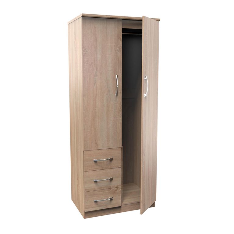 Avon Wardrobe - 2 Door - RHF 3 Drawers - Oak