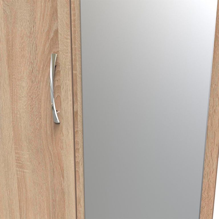 Avon Wardrobe - 3 Door - Combi with 1 Mirror - LHF 2 Drawers - Oak