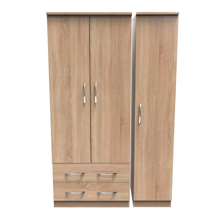 Avon Wardrobe - 3 Door - Triple - with LHF 2 Drawers - Oak