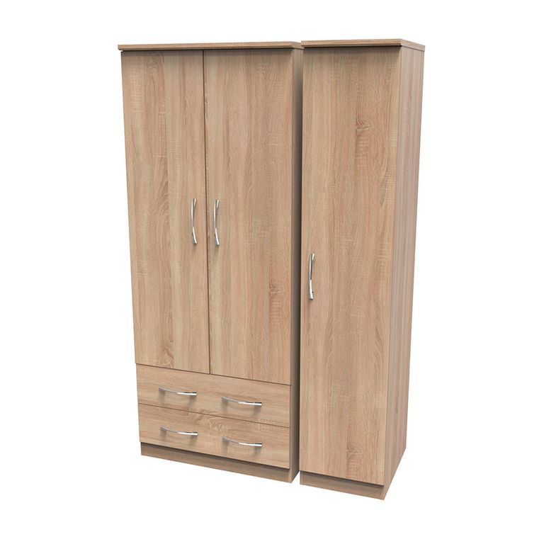 Avon Wardrobe - 3 Door - Triple - with LHF 2 Drawers - Oak