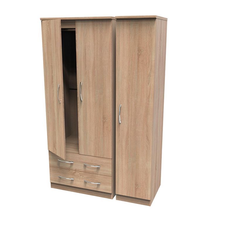 Avon Wardrobe - 3 Door - Triple - with LHF 2 Drawers - Oak
