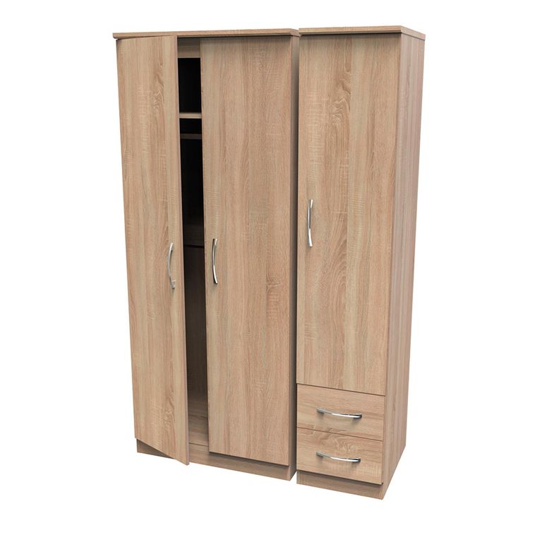 Avon Wardrobe - 3 Door - Triple - with RHF 2 Drawers - Oak