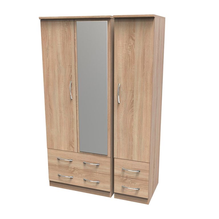 Avon Wardrobe - 3 Door with 1 Mirror - Oak