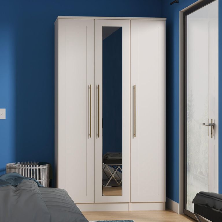 Haworth Wardrobe - 3 Door - Tall Triple - 1 Mirror - Cashmere