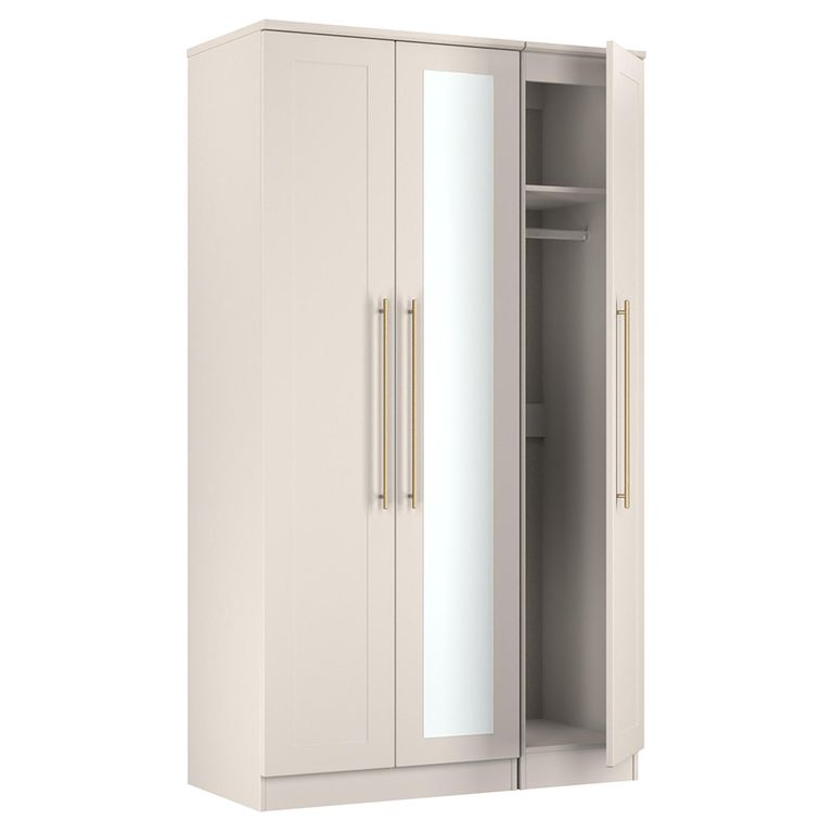 Haworth Wardrobe - 3 Door - Tall Triple - 1 Mirror - Cashmere