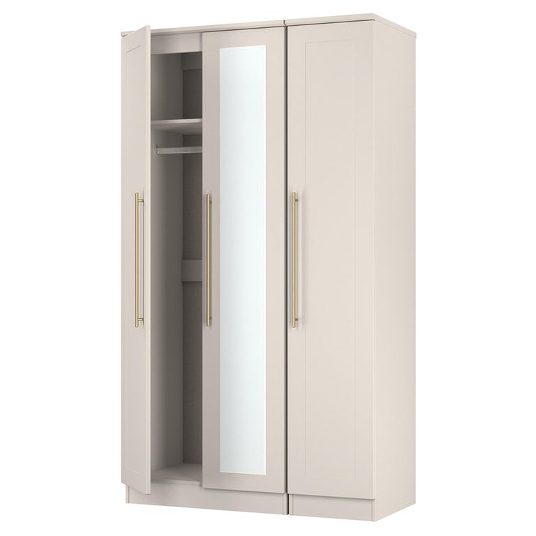 Haworth Wardrobe - 3 Door - Tall Triple - 1 Mirror - Cashmere
