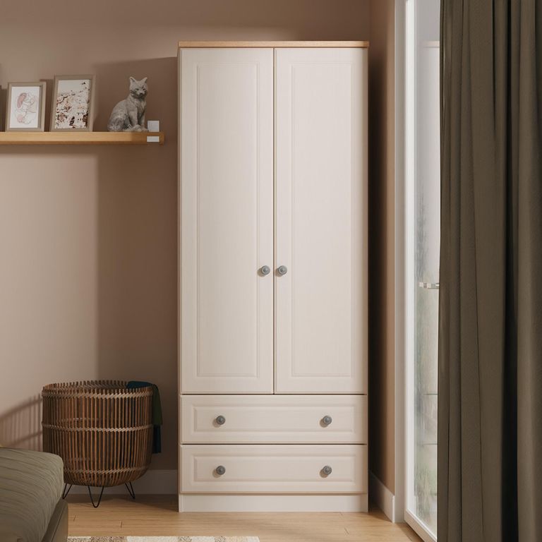 Norfolk Wardrobe - 2 Door - 2 Drawer - Double - Cashmere and Oak