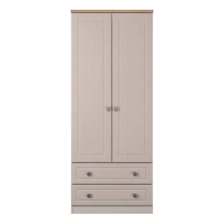 Norfolk Wardrobe - 2 Door - 2 Drawer - Double - Cashmere and Oak