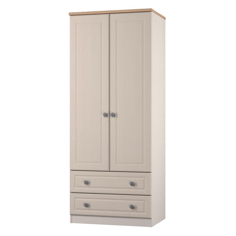 Norfolk Wardrobe - 2 Door - 2 Drawer - Double - Cashmere and Oak