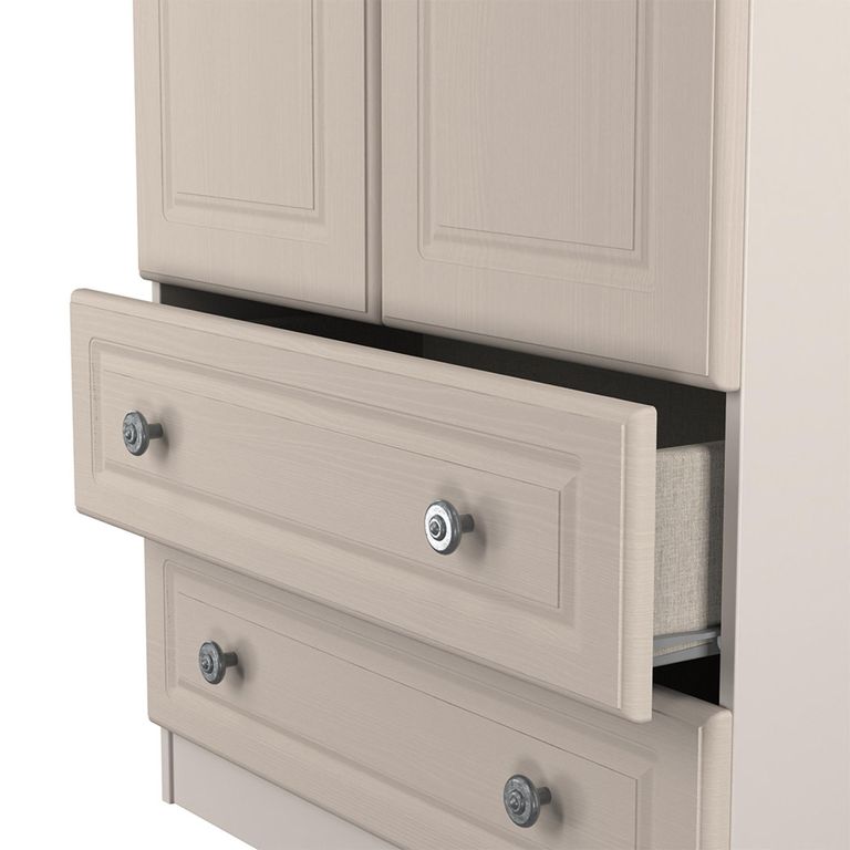 Norfolk Wardrobe - 2 Door - 2 Drawer - Double - Cashmere and Oak