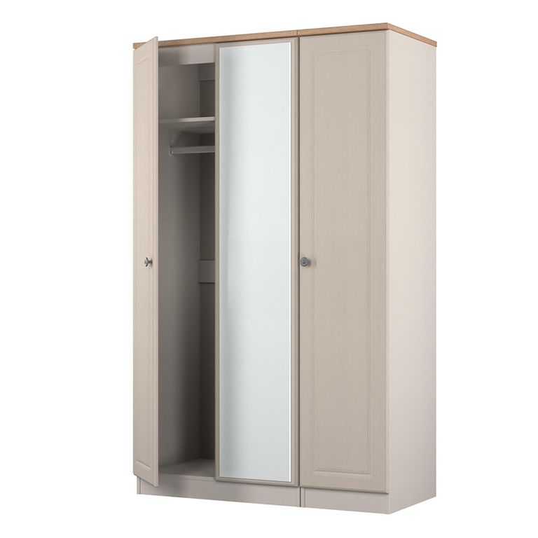 Norfolk Wardrobe - 3 Door - 1 Mirror - Triple - Cashmere and Oak