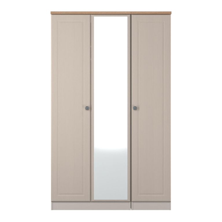 Norfolk Wardrobe - 3 Door - 1 Mirror - Triple - Cashmere and Oak