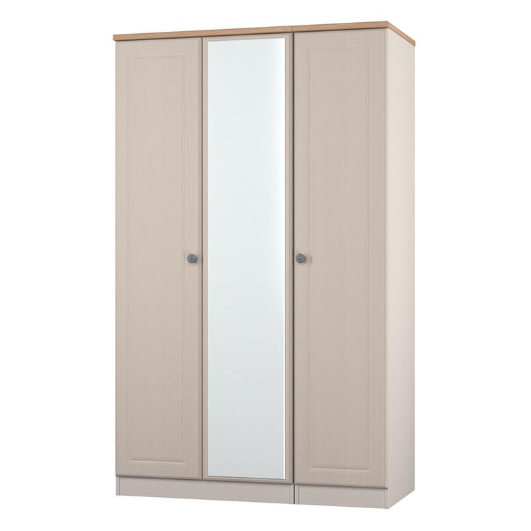 Norfolk Wardrobe - 3 Door - 1 Mirror - Triple - Cashmere and Oak
