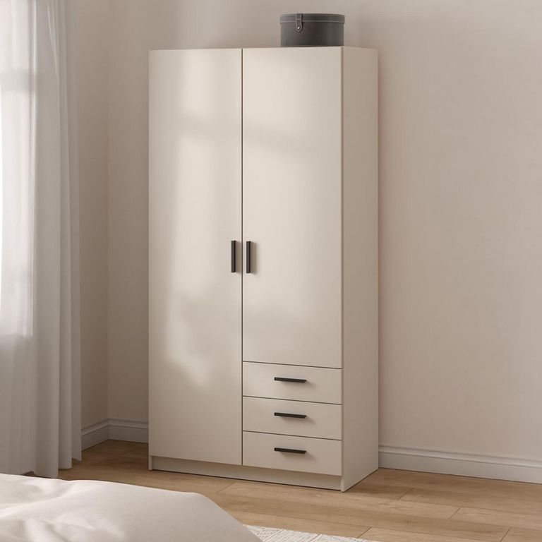 Sprint Wardrobe - 2 Door - 3 Drawer - Cashmere
