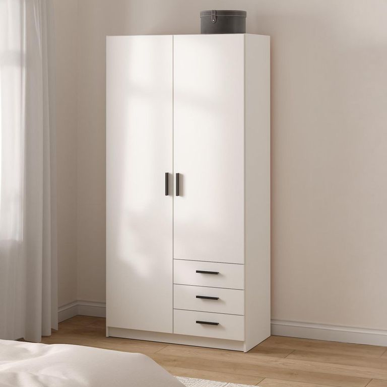 Sprint Wardrobe - 2 Door - 3 Drawer - White