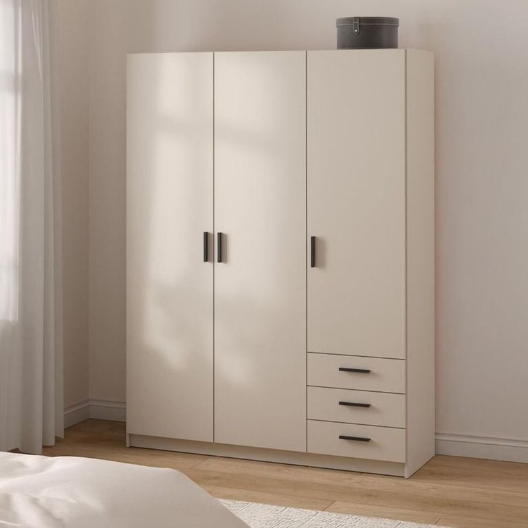Sprint Wardrobe - 3 Door - 3 Drawer - Cashmere