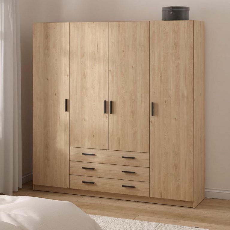 Sprint Wardrobe - 4 Door - 3 Drawer - Jackson Hickory