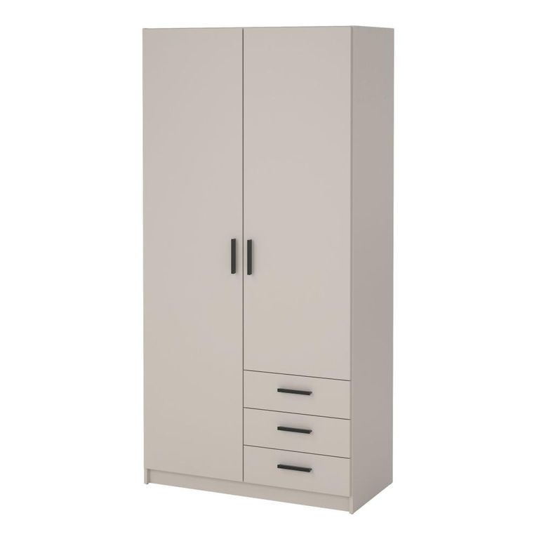 Sprint Wardrobe - 2 Door - 3 Drawer - Cashmere