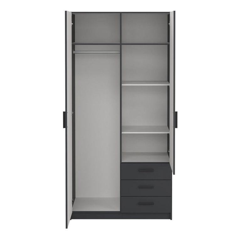 Sprint Wardrobe - 2 Door - 3 Drawer - Matt Grey