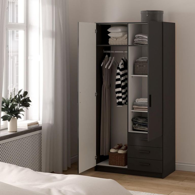 Sprint Wardrobe - 2 Door - 3 Drawer - Matt Grey