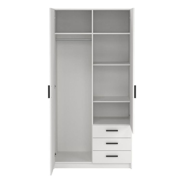 Sprint Wardrobe - 2 Door - 3 Drawer - White