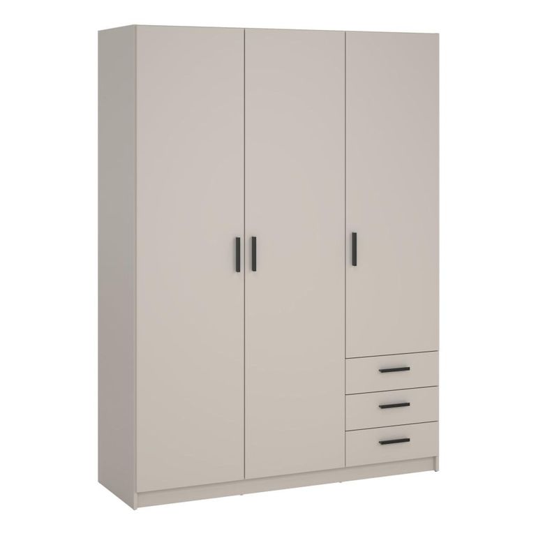 Sprint Wardrobe - 3 Door - 3 Drawer - Cashmere