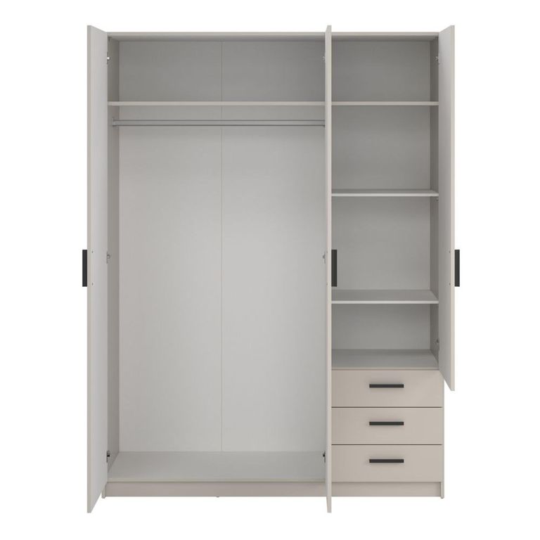 Sprint Wardrobe - 3 Door - 3 Drawer - Cashmere