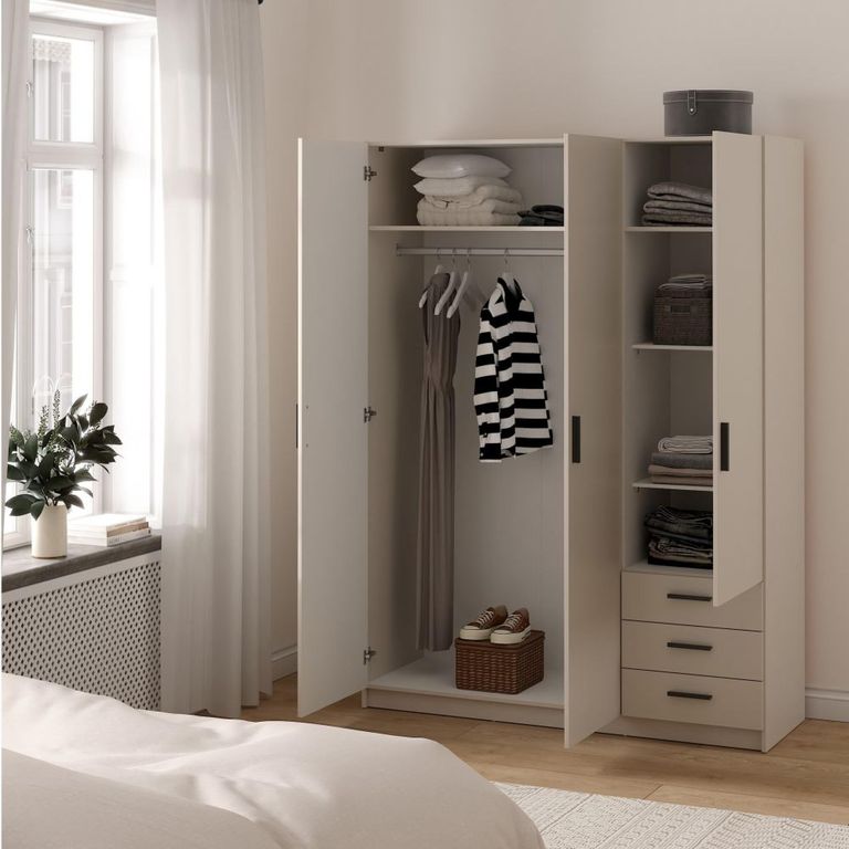 Sprint Wardrobe - 3 Door - 3 Drawer - Cashmere