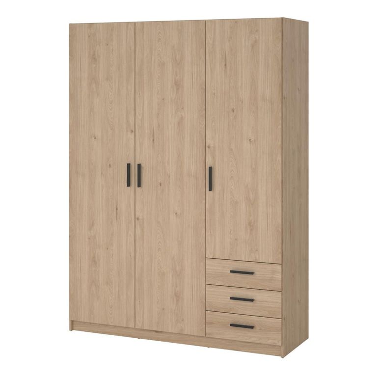 Sprint Wardrobe - 3 Door - 3 Drawer - Jackson Hickory