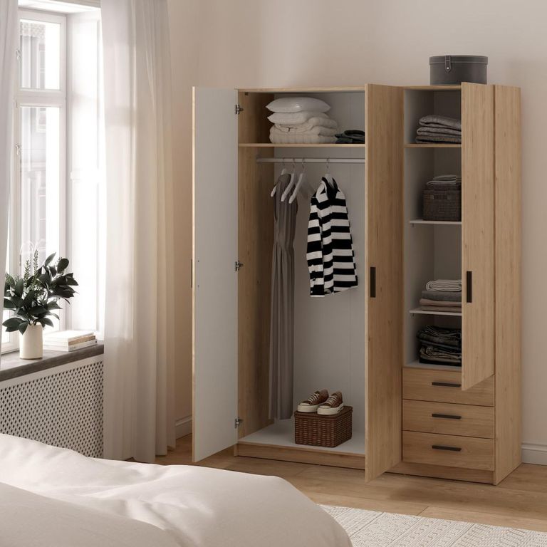 Sprint Wardrobe - 3 Door - 3 Drawer - Jackson Hickory