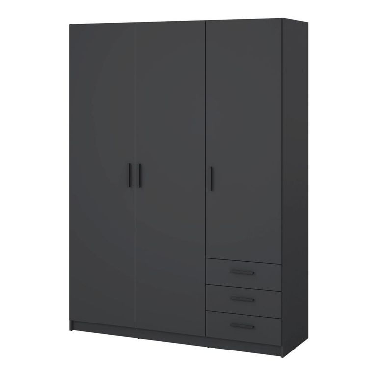 Sprint Wardrobe - 3 Door - 3 Drawer - Matt Grey