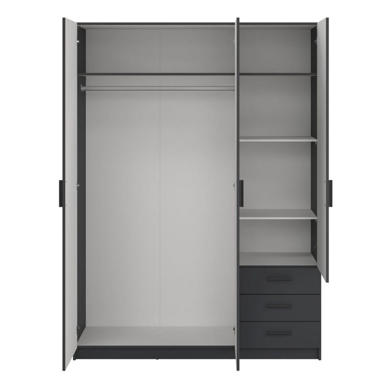 Sprint Wardrobe - 3 Door - 3 Drawer - Matt Grey