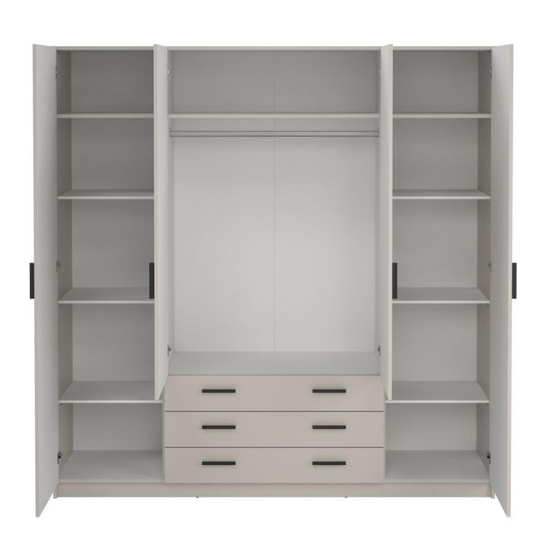 Sprint Wardrobe - 4 Door - 3 Drawer - Cashmere