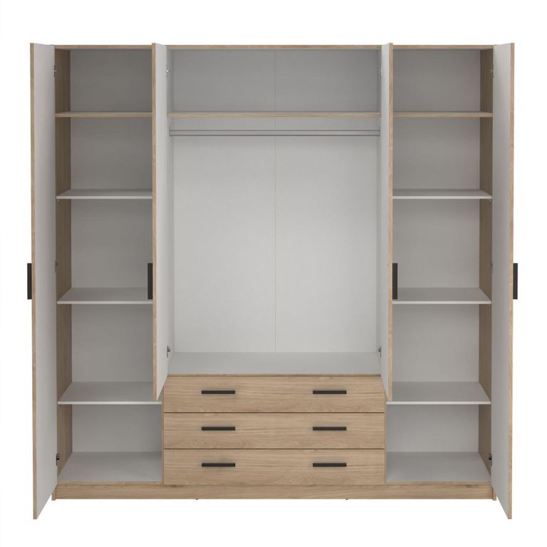 Sprint Wardrobe - 4 Door - 3 Drawer - Jackson Hickory
