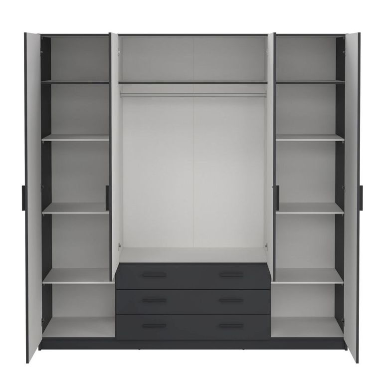 Sprint Wardrobe - 4 Door - 3 Drawer - Matt Grey