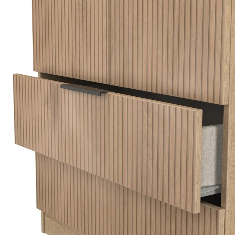 Java Fluted Wardrobe - 2 Door - 2 Drawer - Natural and Nebraska
