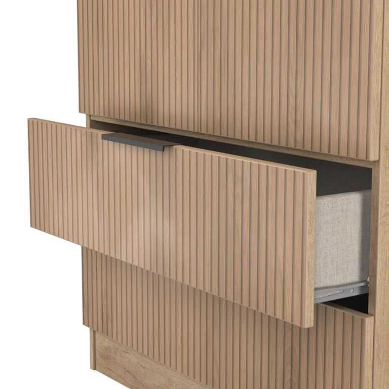 Java Fluted Wardrobe - 2 Door - 2 Drawer - Tall Robe - Natural and Nebraska