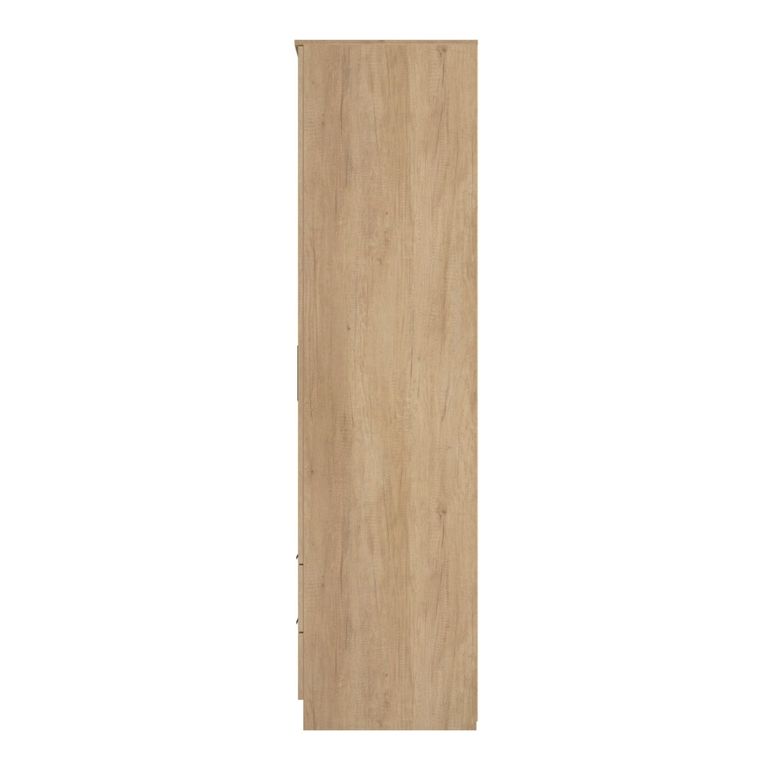 Java Fluted Wardrobe - 2 Door - 2 Drawer - Tall Robe - Natural and Nebraska