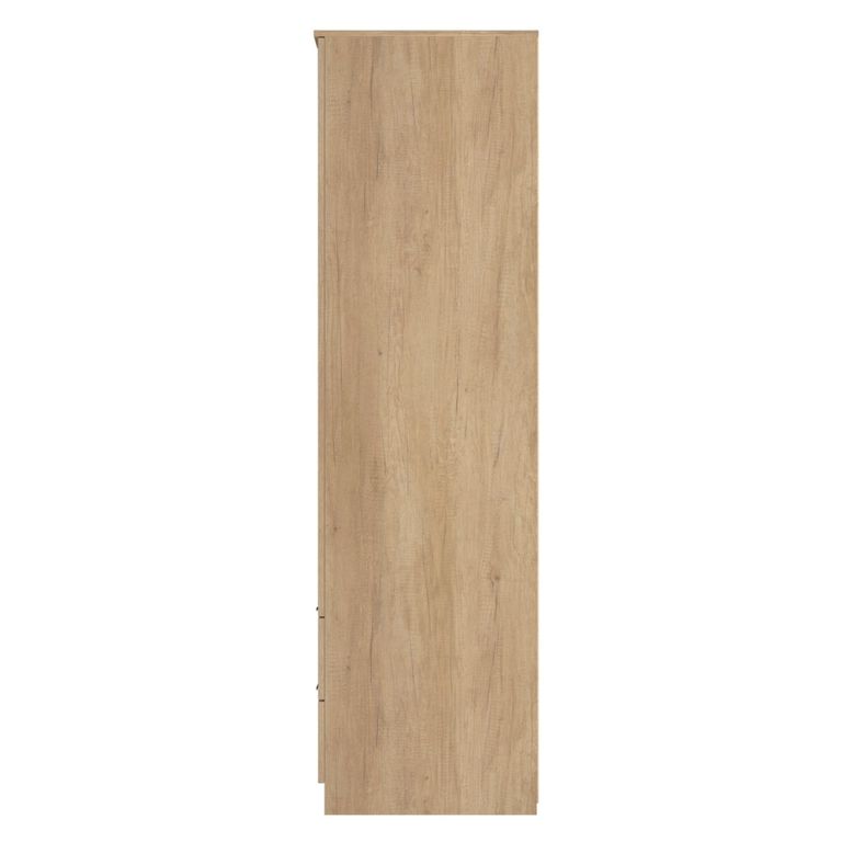 Java Fluted Wardrobe - 2 Door - Combi - 1 Mirror - Natural and Nebraska