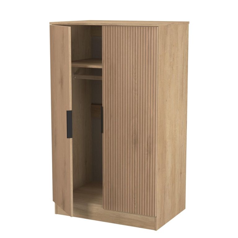 Java Fluted Wardrobe - 2 Door - Plain Midi - Natural and Nebraska
