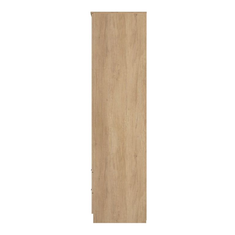 Java Fluted Wardrobe - 2 Door - Tall Combi - 1 Mirror - Natural and Nebraska
