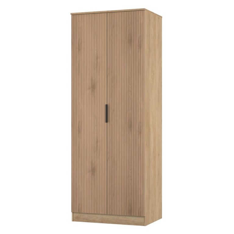 Java Fluted Wardrobe - 2 Door - Tall Robe - Natural and Nebraska