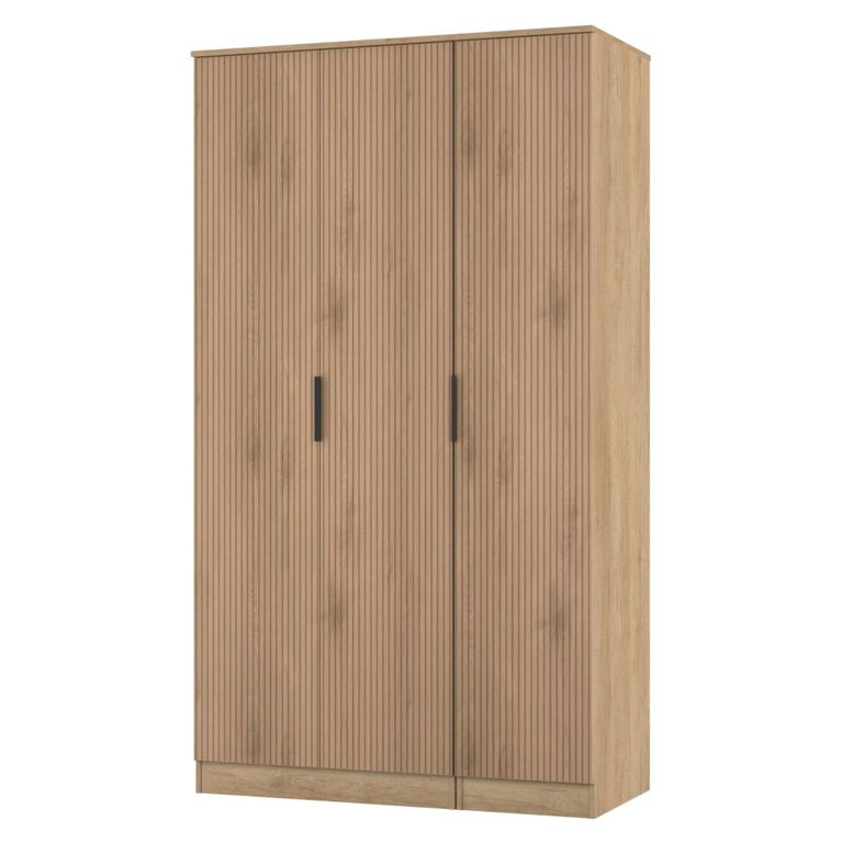 Java Fluted Wardrobe - 3 Door - Plain Triple - Natural and Nebraska