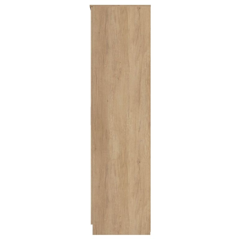 Java Fluted Wardrobe - 3 Door - Tall Triple Combi - 1 Mirror - Natural and Nebraska