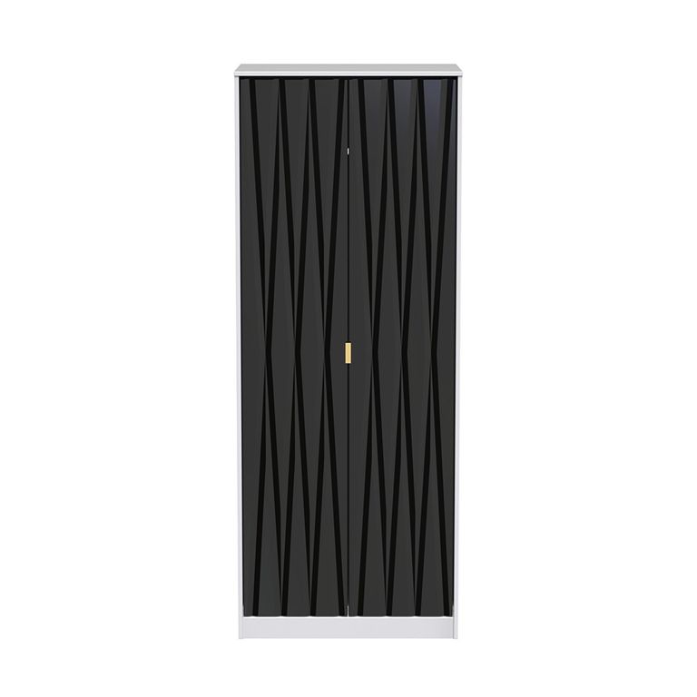 Diamond Plain Tall Wardrobe - 2 Door - Black and White