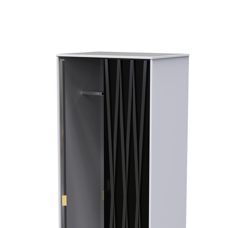 Diamond Plain Tall Wardrobe - 2 Door - Black and White