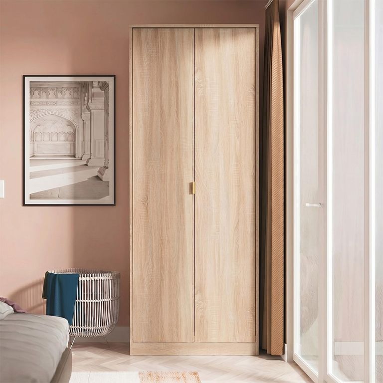Diamond Plain Tall Wardrobe - 2 Door - Oak