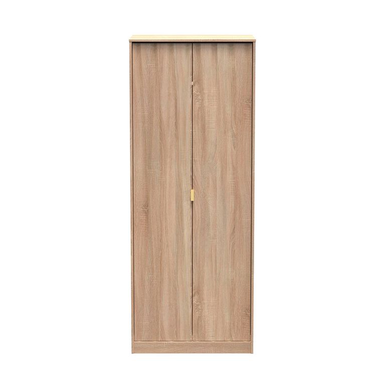 Diamond Plain Tall Wardrobe - 2 Door - Oak