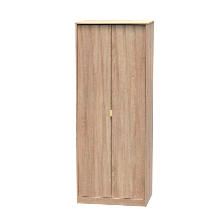 Diamond Plain Tall Wardrobe - 2 Door - Oak