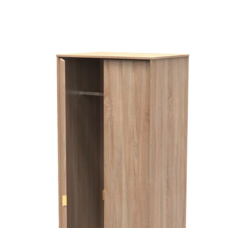 Diamond Plain Tall Wardrobe - 2 Door - Oak